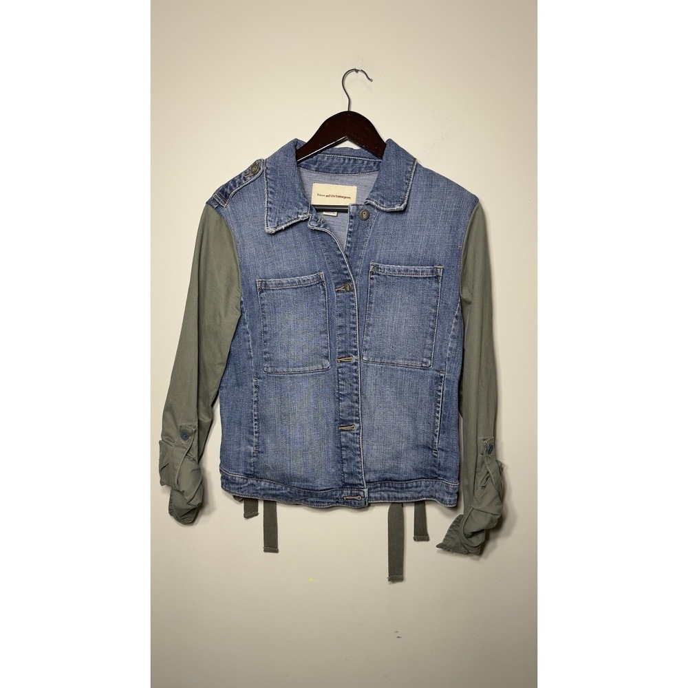 Pilcro and the Letterpress Denim Utility Jacket Woman M Mixed Media Military GRE
